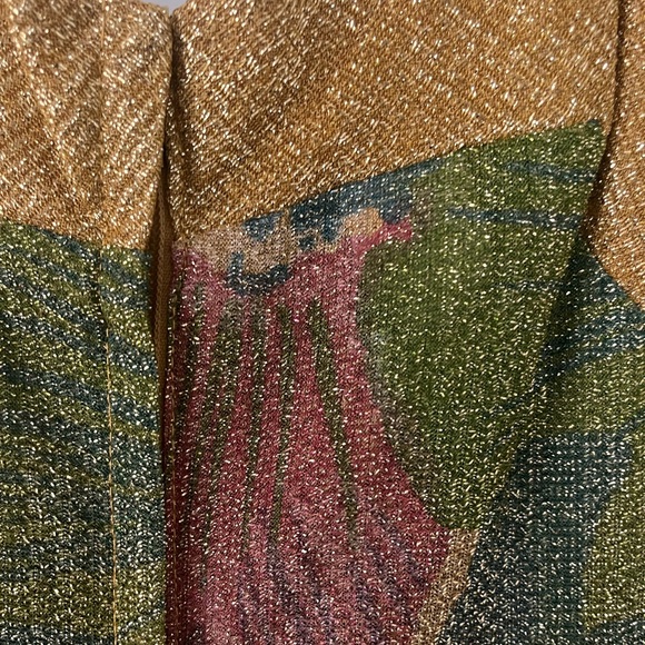 Sheer 70’s Vintage Gold Floral 2-piece Dress - Picture 10 of 12